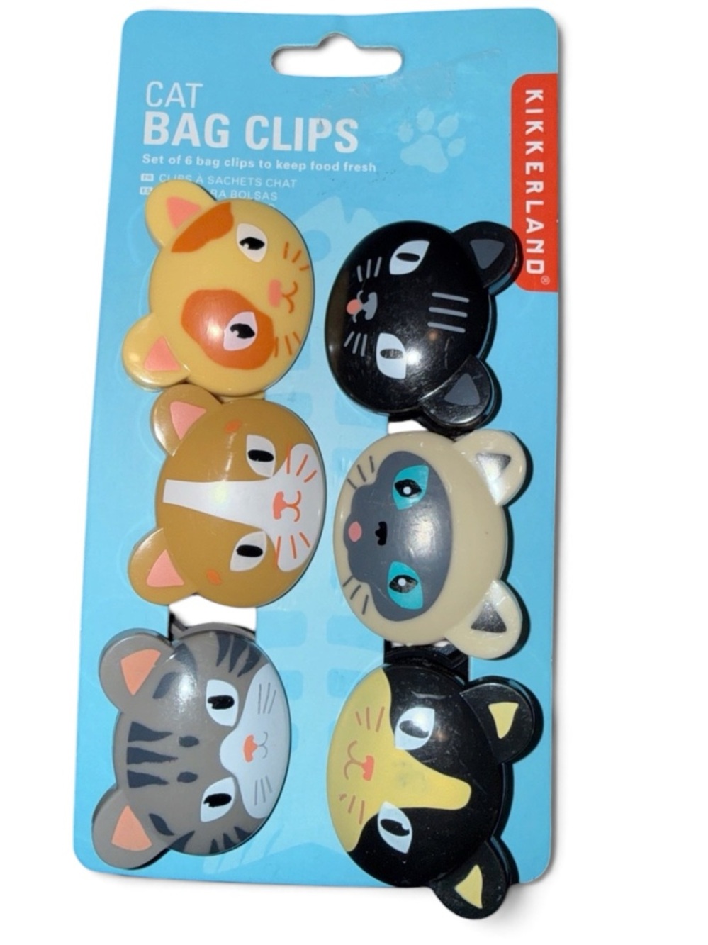 Kikkerland Multicolor Cat Bag Clips - Assorted Cute Cat Faces